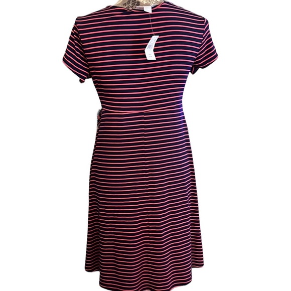 🛍️# 958 NWT Motherhood Maternity Faux Wrap Dress Striped - Picture 3 of 9